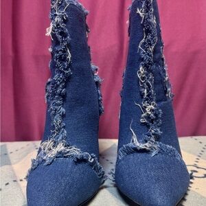 Glaze Blue Denim Heeled Boots